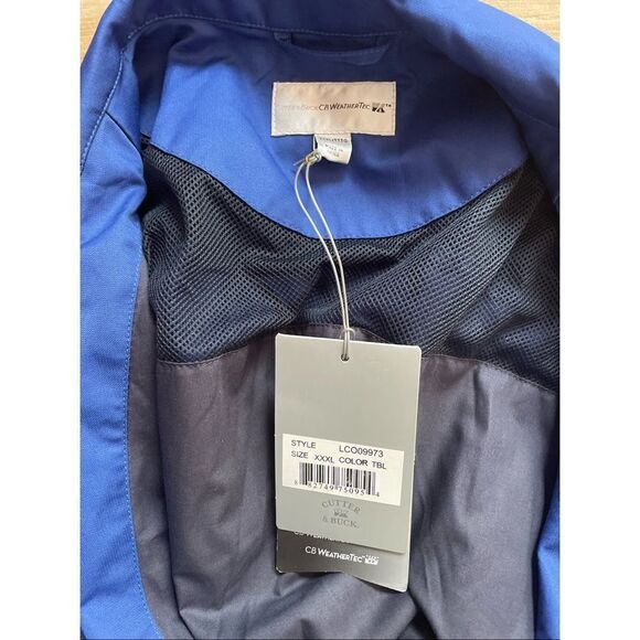 Cutter & Buck CB Weathertec Blue Jacket Men’s XXXL Front Zipper NWT Waterproof - Picture 6 of 13